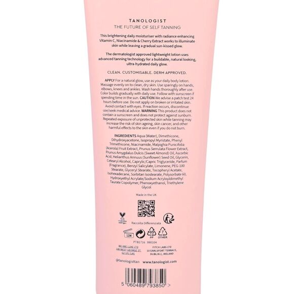 Tanologist Brightening Gradual Tan Lotion Fair - Medium 250 ml/8.45 fl oz SEALED - Picture 2 of 3